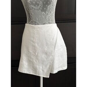 Abercrombie & Fitch White Asymmetrical Linen Skirt